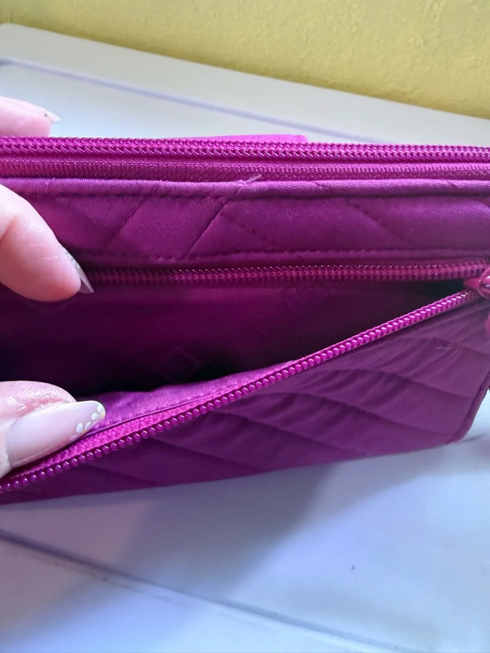 Vera Bradley Quilted Magenta Turn-Lock Wallet - Picture 3 of 5